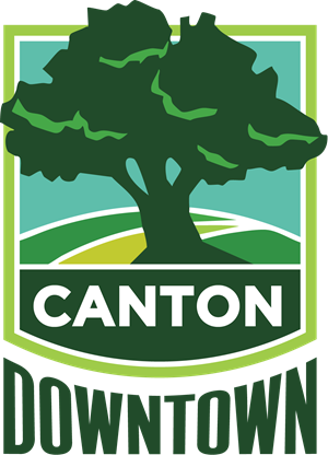 Logo of Downtown Canton featuring green tree emblem