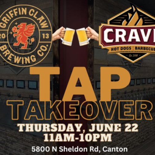 Tap takeover event flyer for Griffin Claw and Crave.